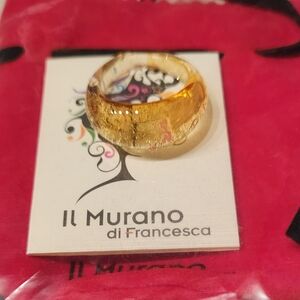 Murano Glass Gold Textured Band Ring